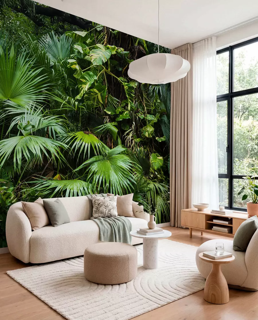 wall murals Wet leaves in the jungle u93616