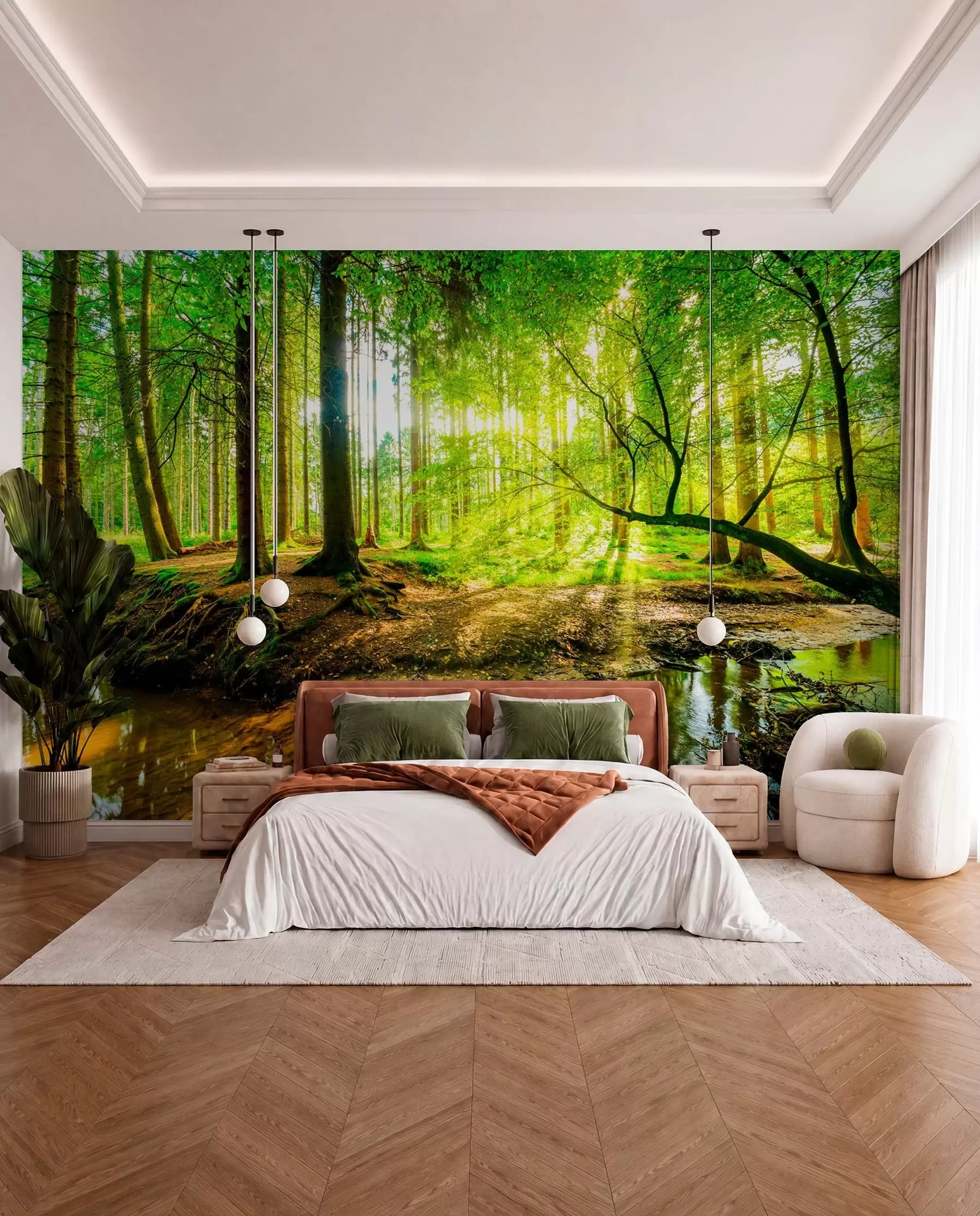 wall murals Sunlit Woodland Stream u93621