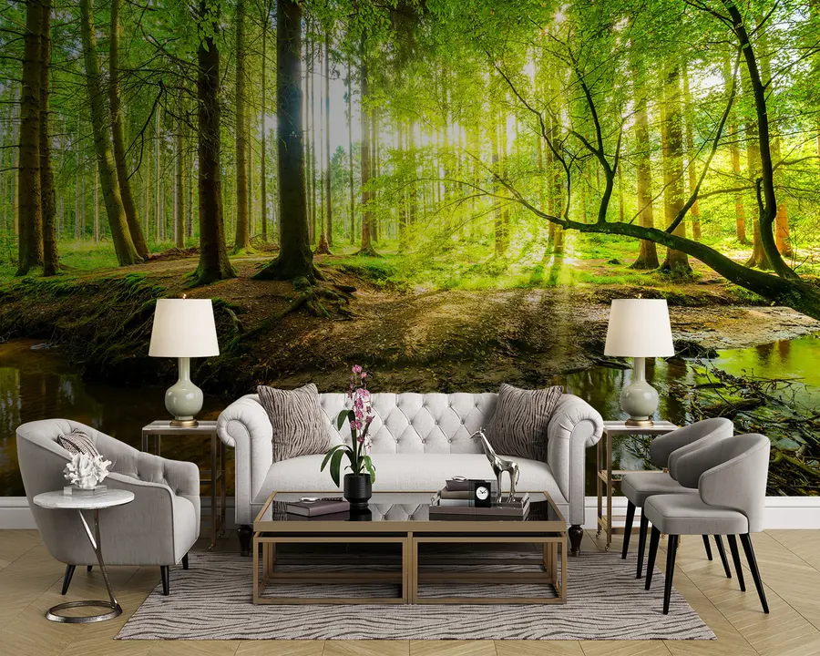 wall murals Transparency of the forest stream u93621