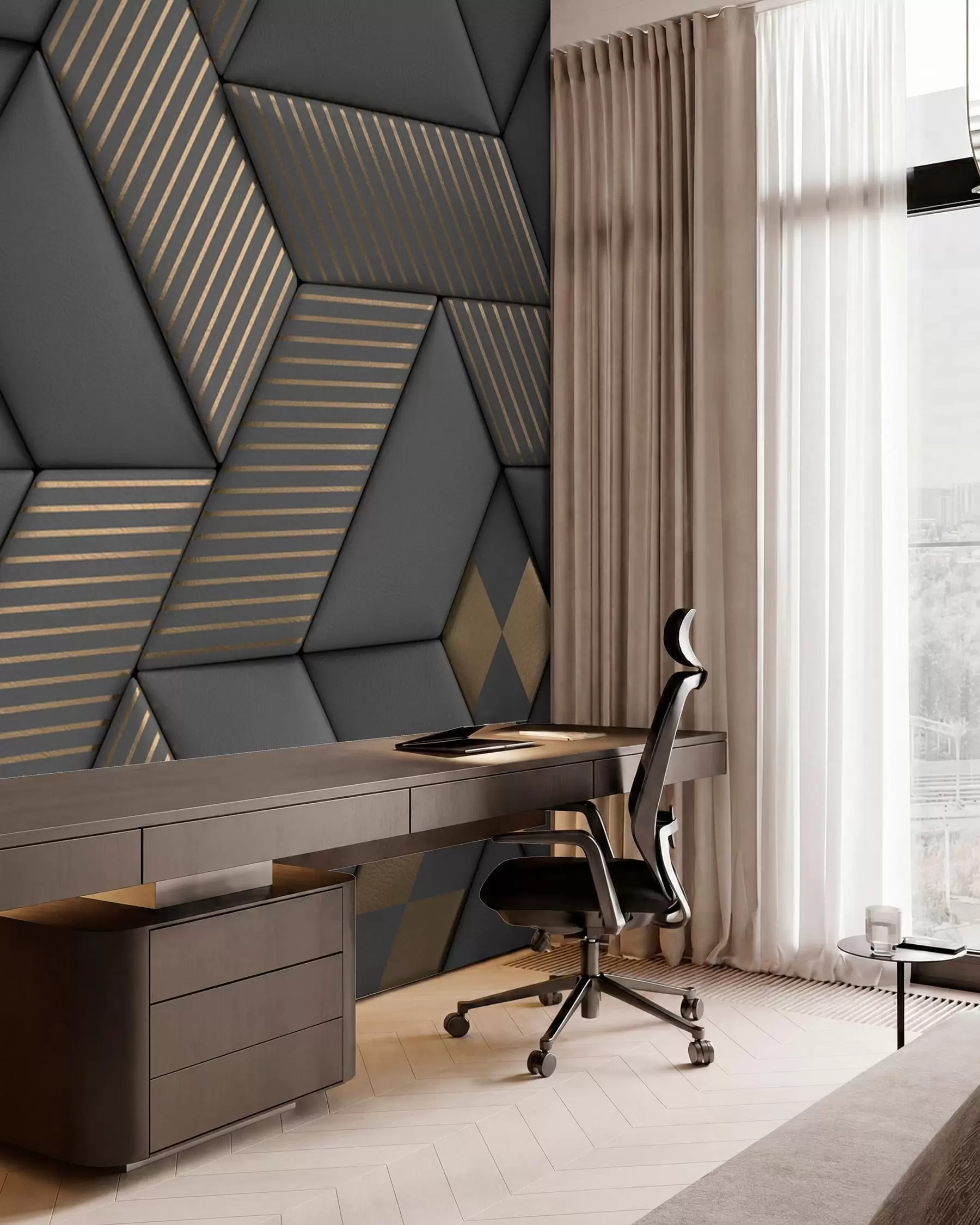 wall murals Graphite Cubes and Gold u93413