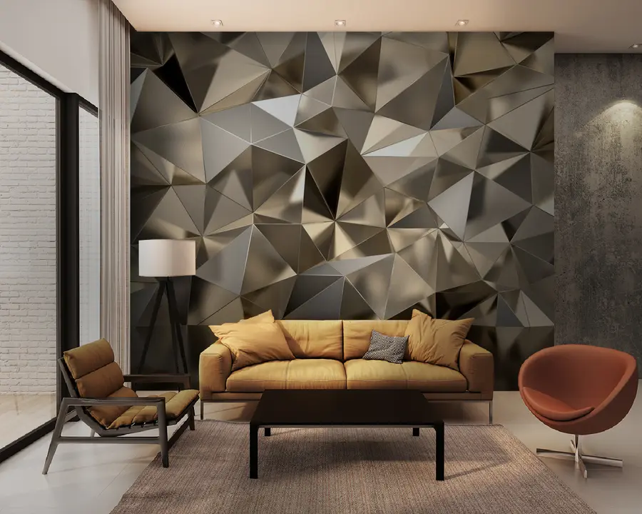 wall murals Brown, triangle e grey u93417