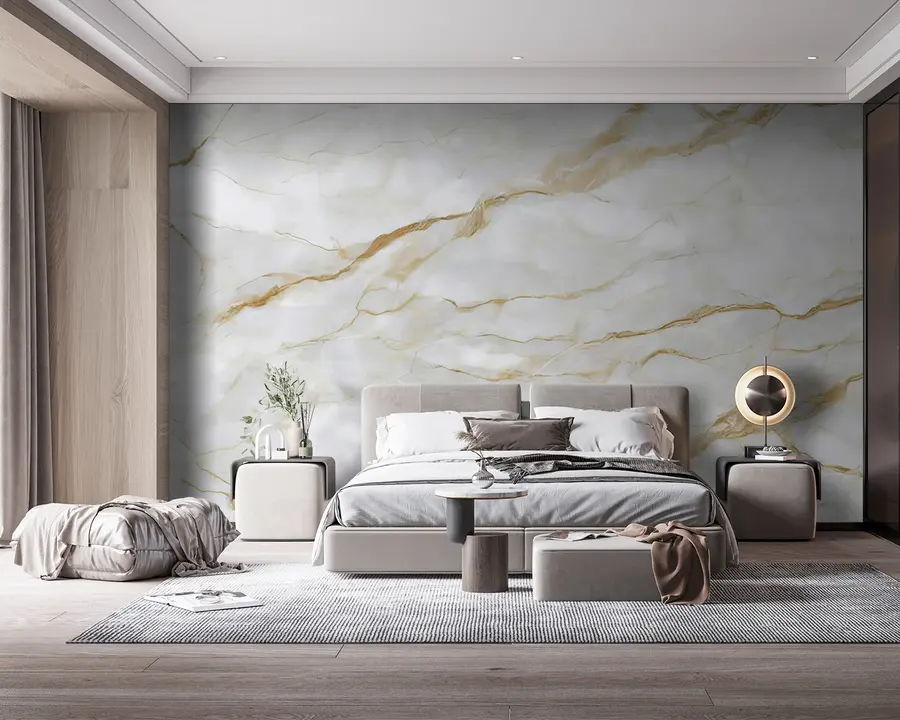 wall murals White marble with beige lines u93433