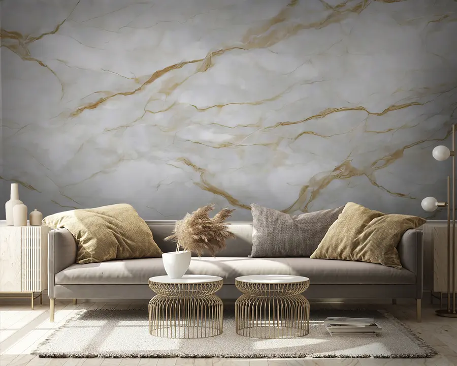 wall murals White marble with beige lines u93433