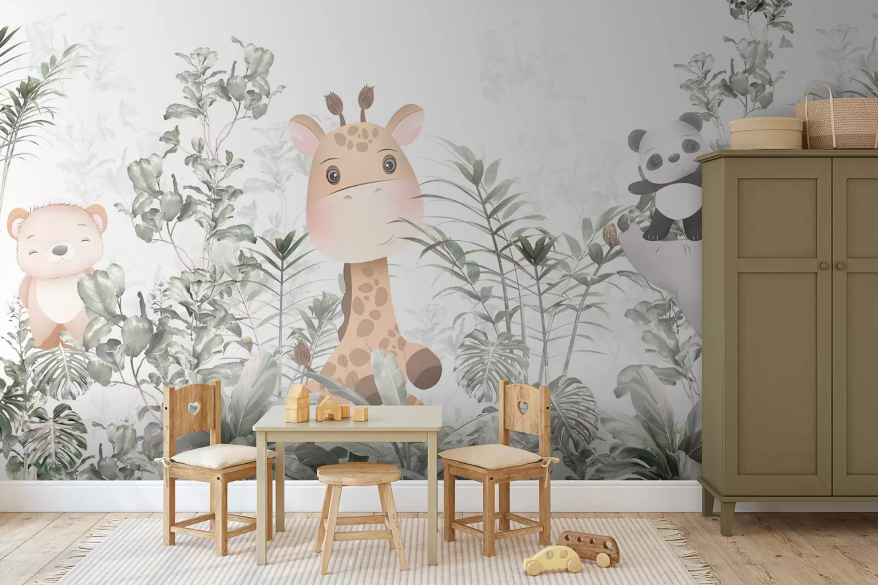 wall murals Cute animals among trees u78591