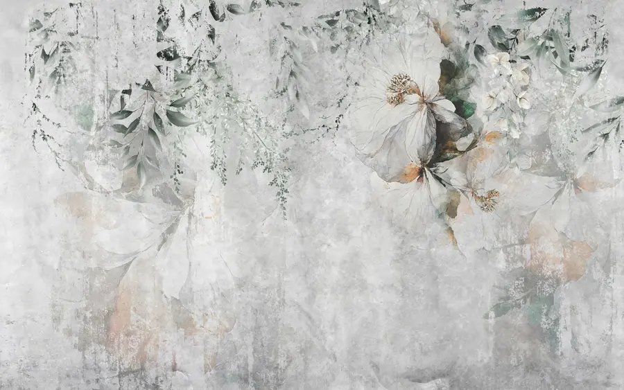 wall murals Flower on concrete grunge background u73969
