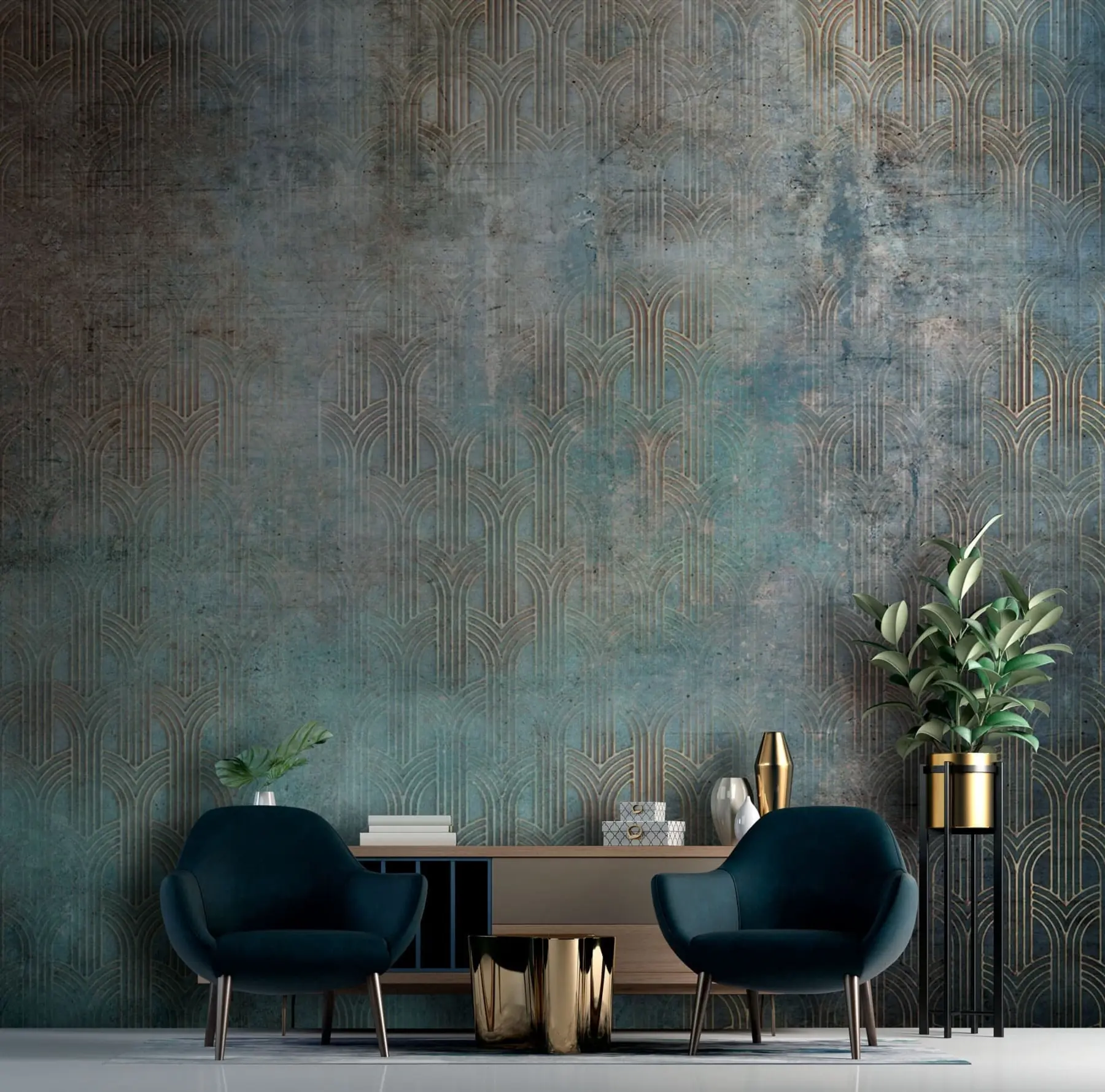 wall murals Arched pattern on grunge wall u73973