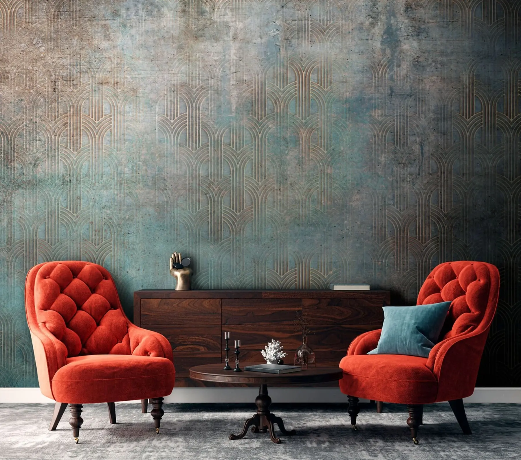 wall murals Arched pattern on grunge wall u73973