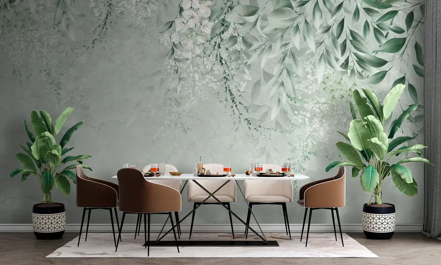 wall murals Botanical flowers on marble u73982