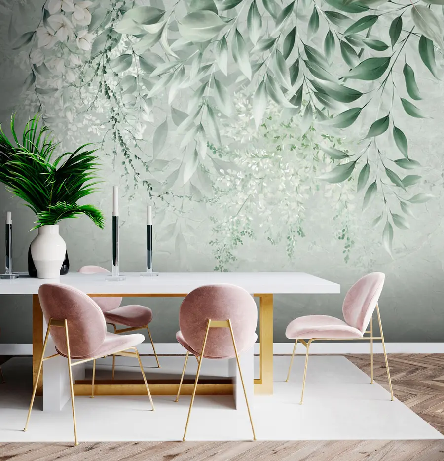 wall murals Botanical flowers on marble u73982