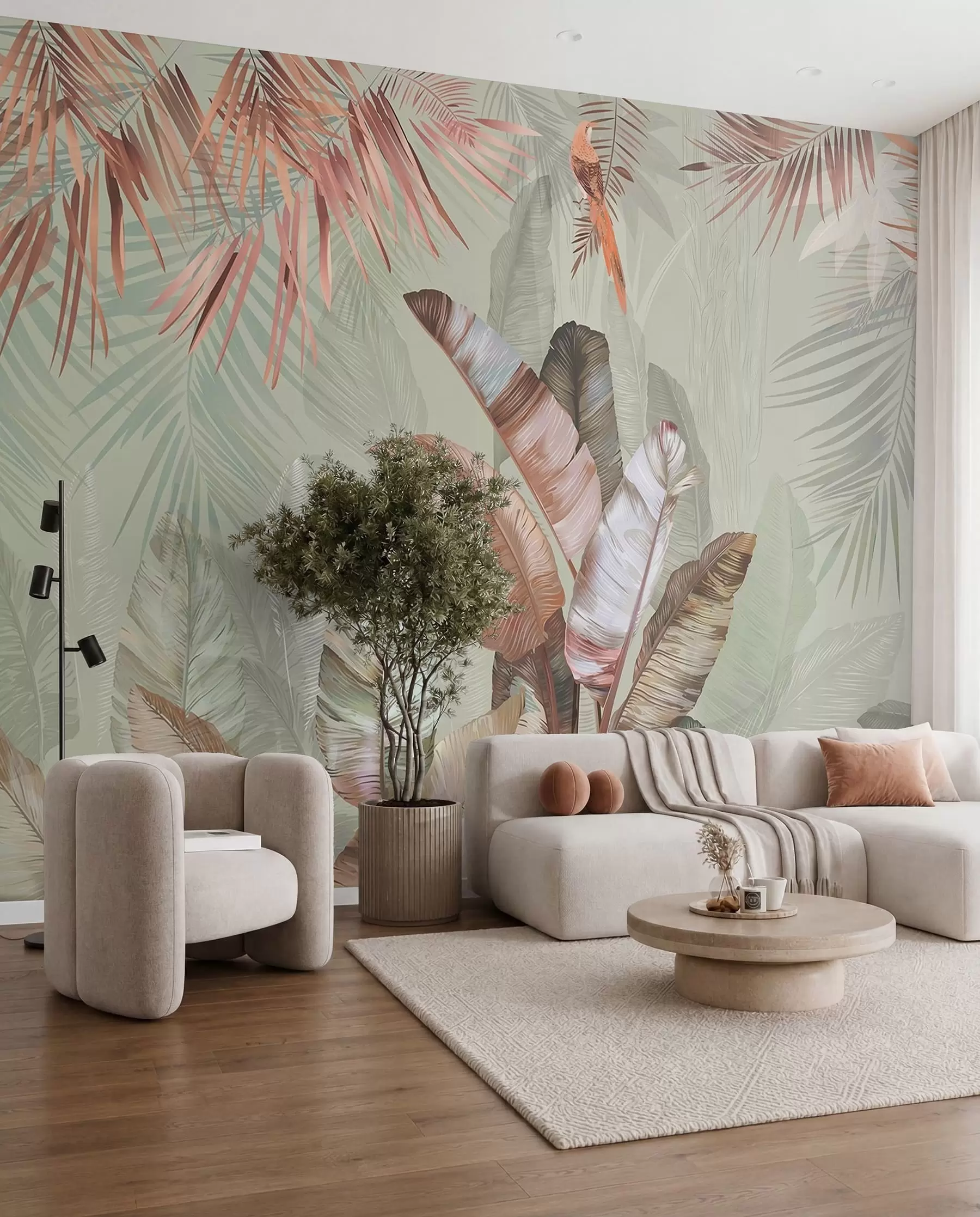 wall murals Gilded Tropics in Coral u50468v1