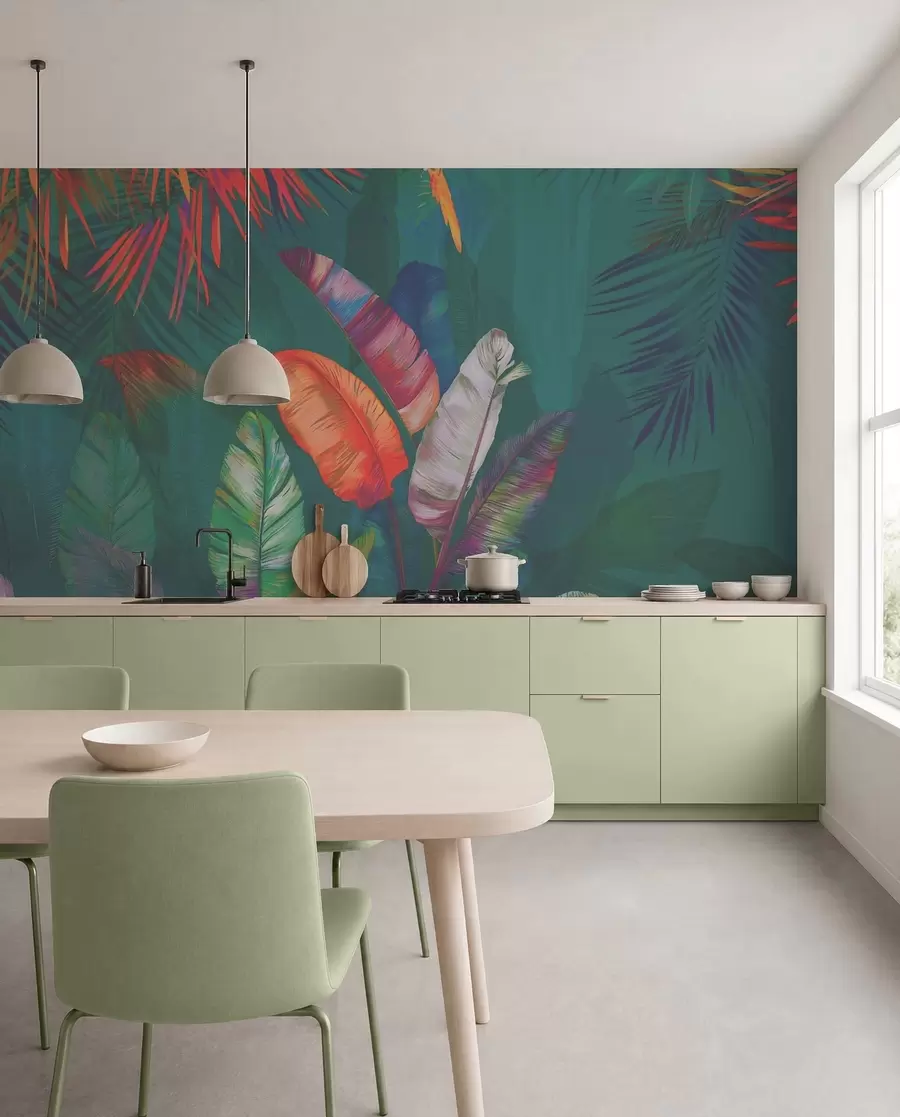 wall murals Gilded Tropics — Teal u50468v2