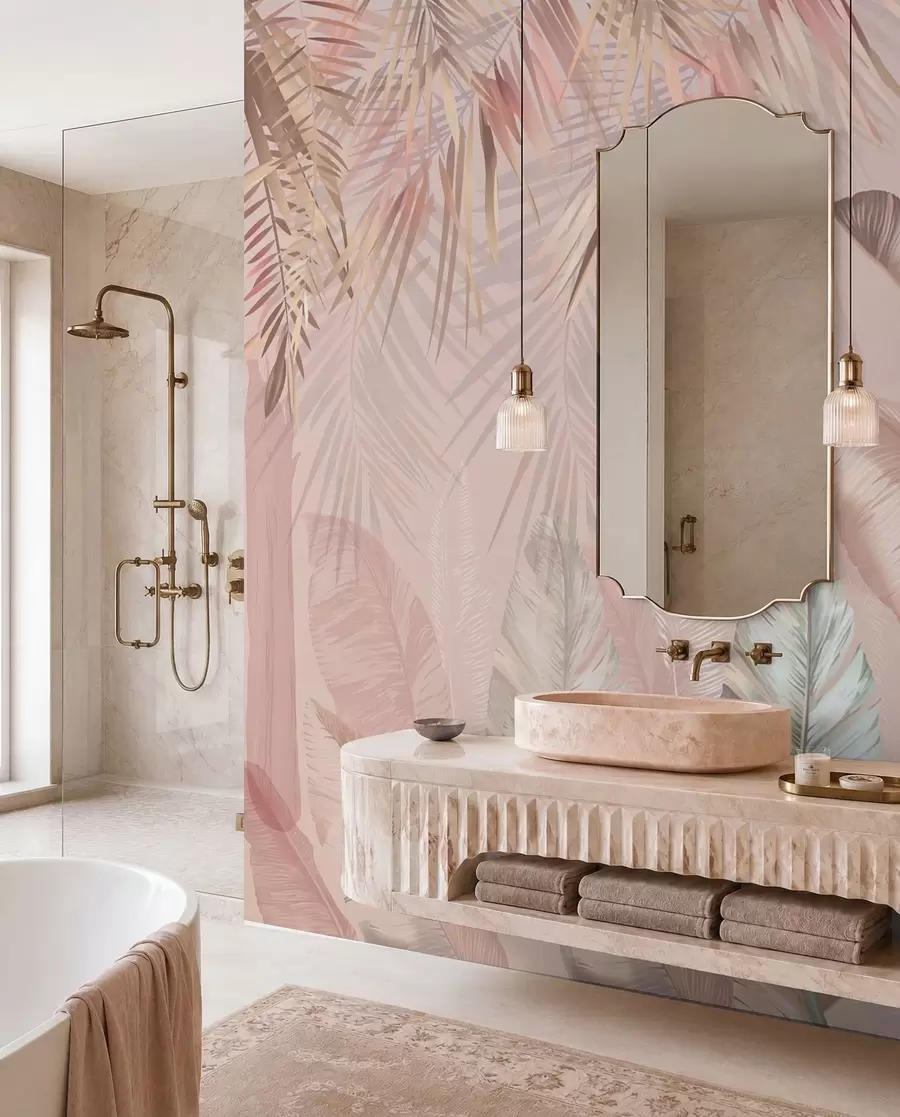wall murals Gilded Tropics in Rose u50468v4