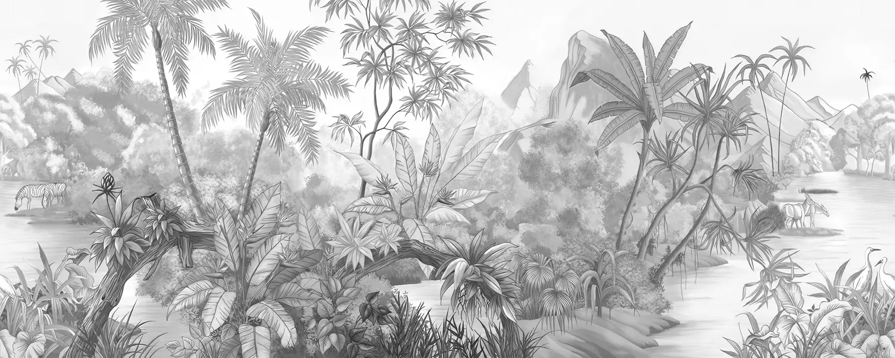 wall murals Black and white tropics u59039