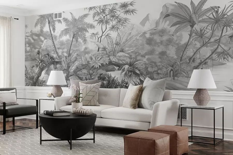 wall murals Black and white tropics u59039