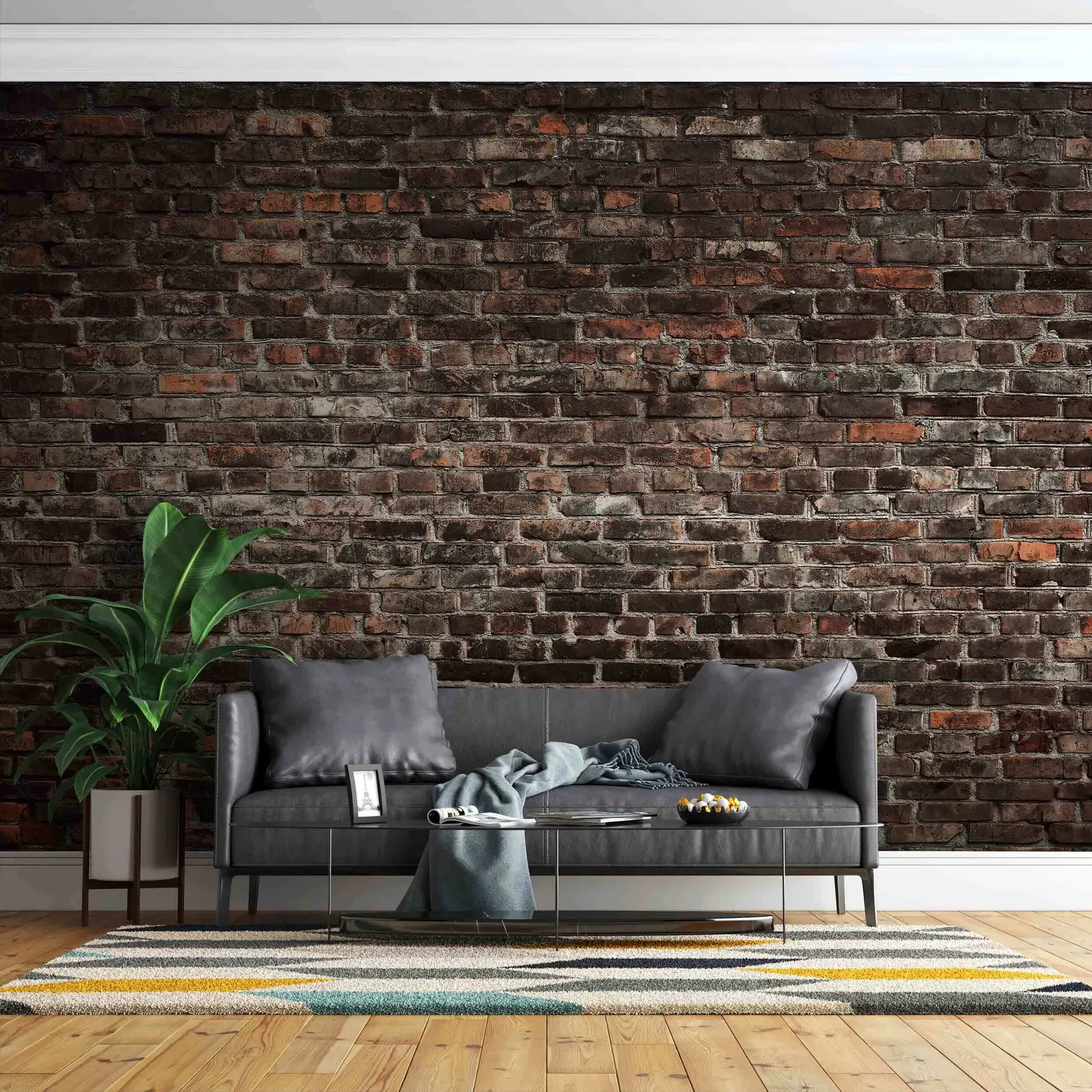 wall murals Brick Black u74267