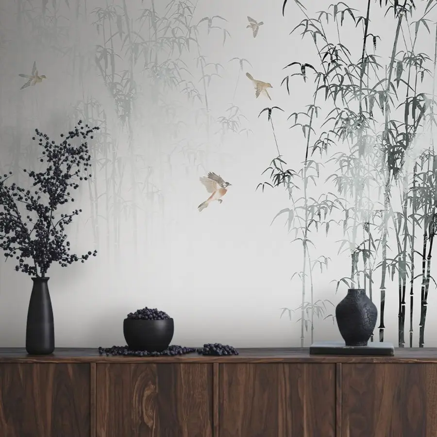 wall murals Birds over bamboo u93851