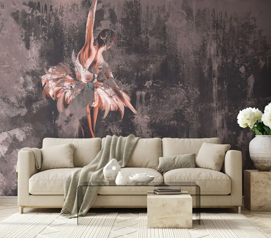 wall murals Ballerin silhouette with watercolor elements u78697