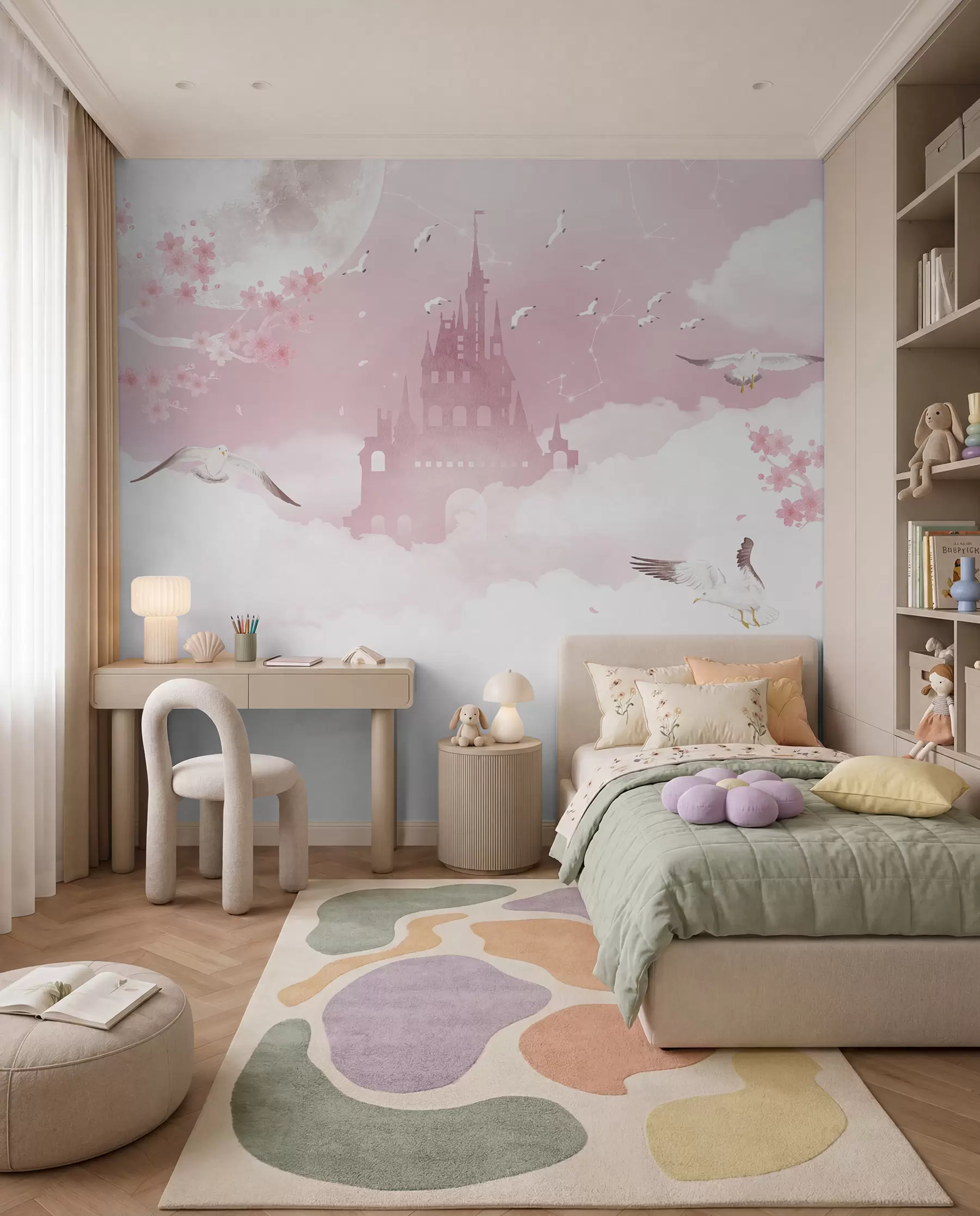 wall murals Castle among Pink Clouds u41232