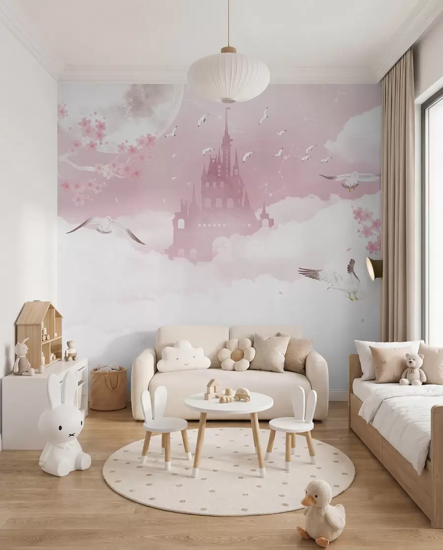 wall murals Castle among Pink Clouds u41232