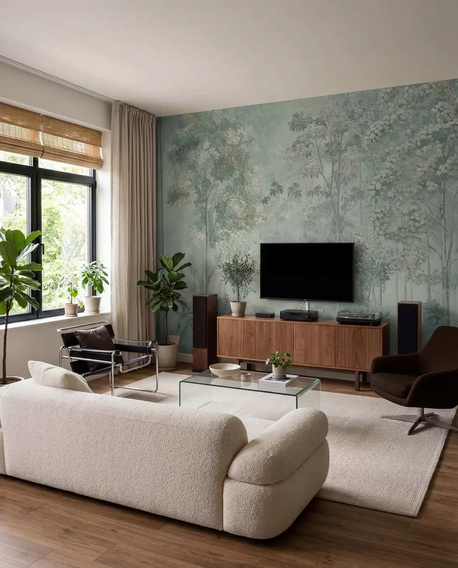 wall murals Woodland Sketch in Mint u78448v2