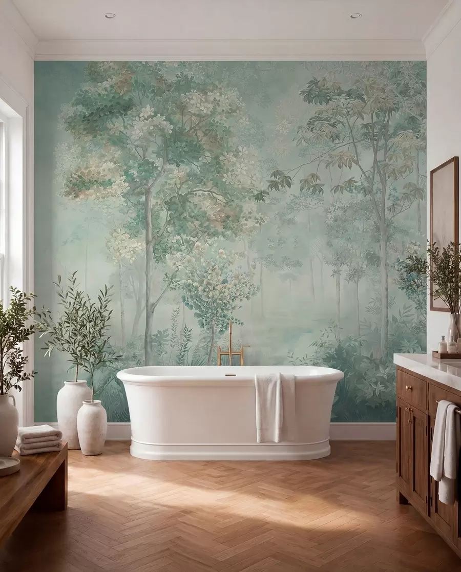 wall murals Woodland Sketch in Mint u78448v2