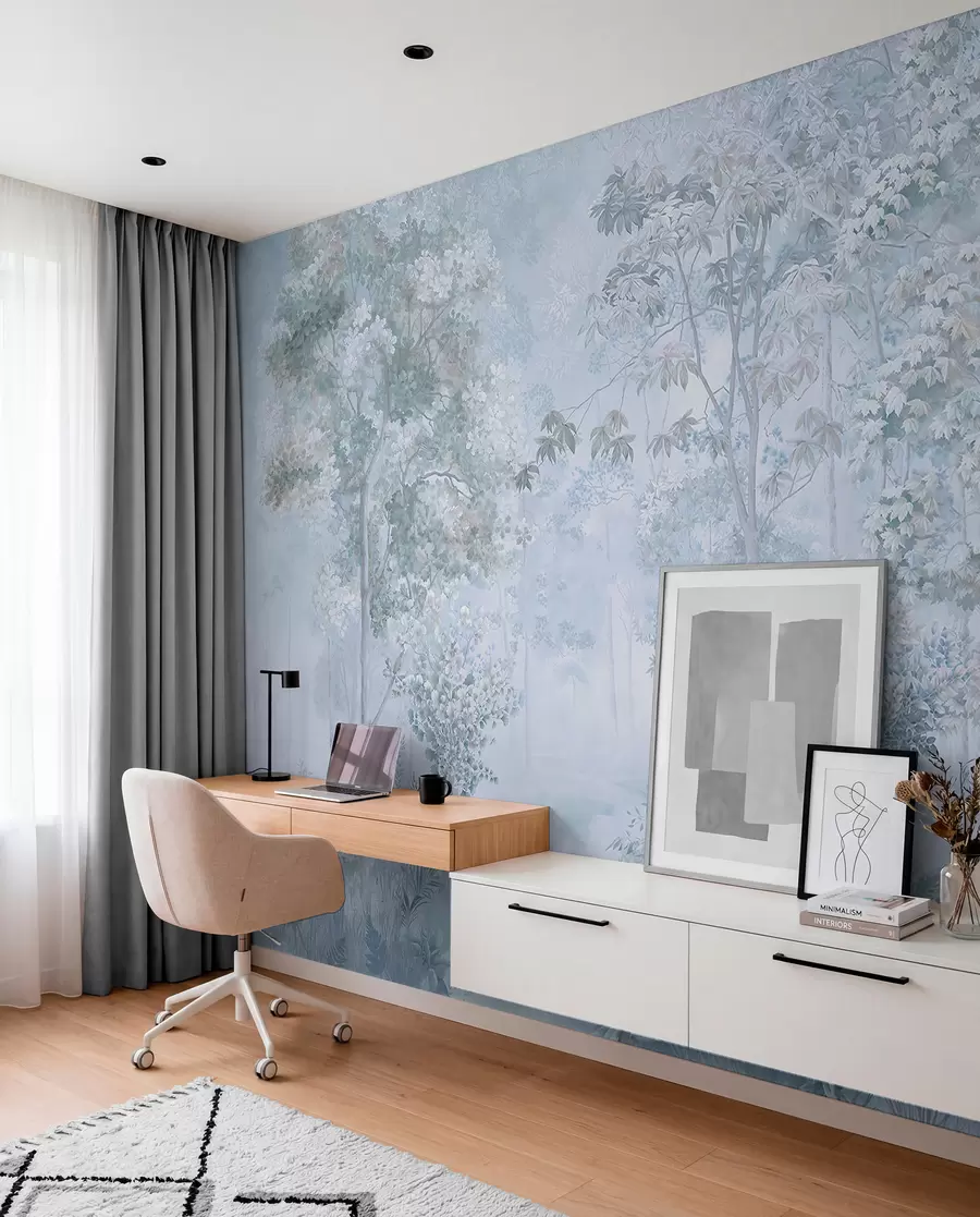 wall murals Woodland Sketch — Blue u78448v3