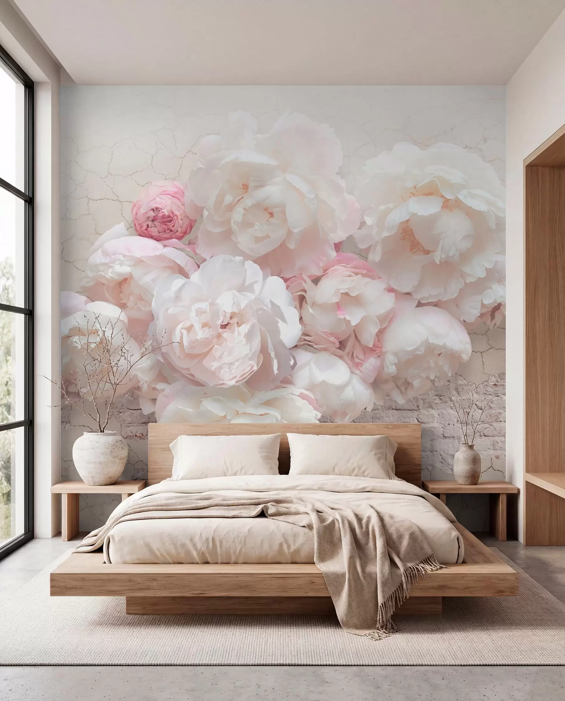 wall murals Peonies on Faded Plaster u79549
