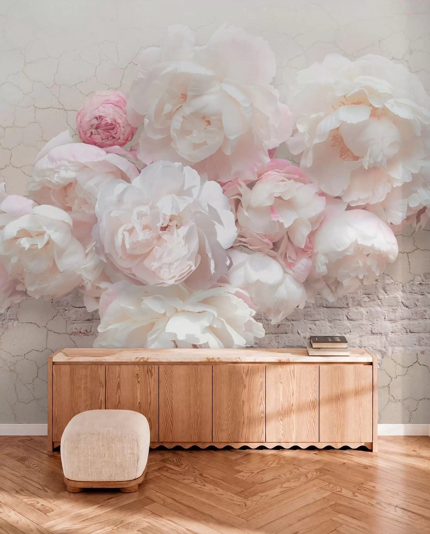 wall murals Peonies on Faded Plaster u79549