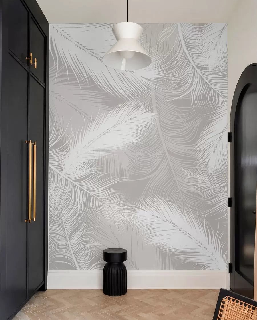 wall murals Gentle white feathers u74474