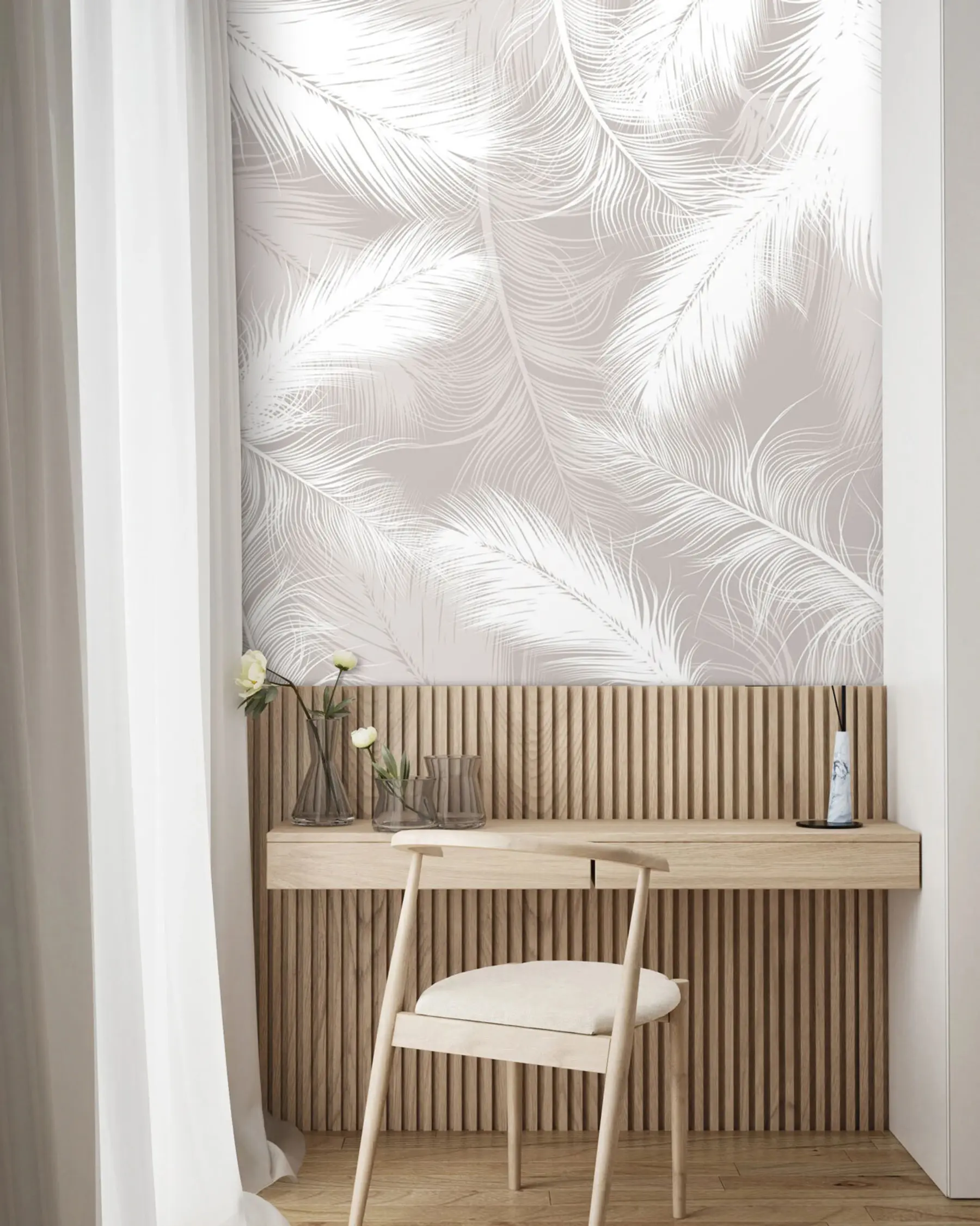 wall murals Gentle white feathers u74474