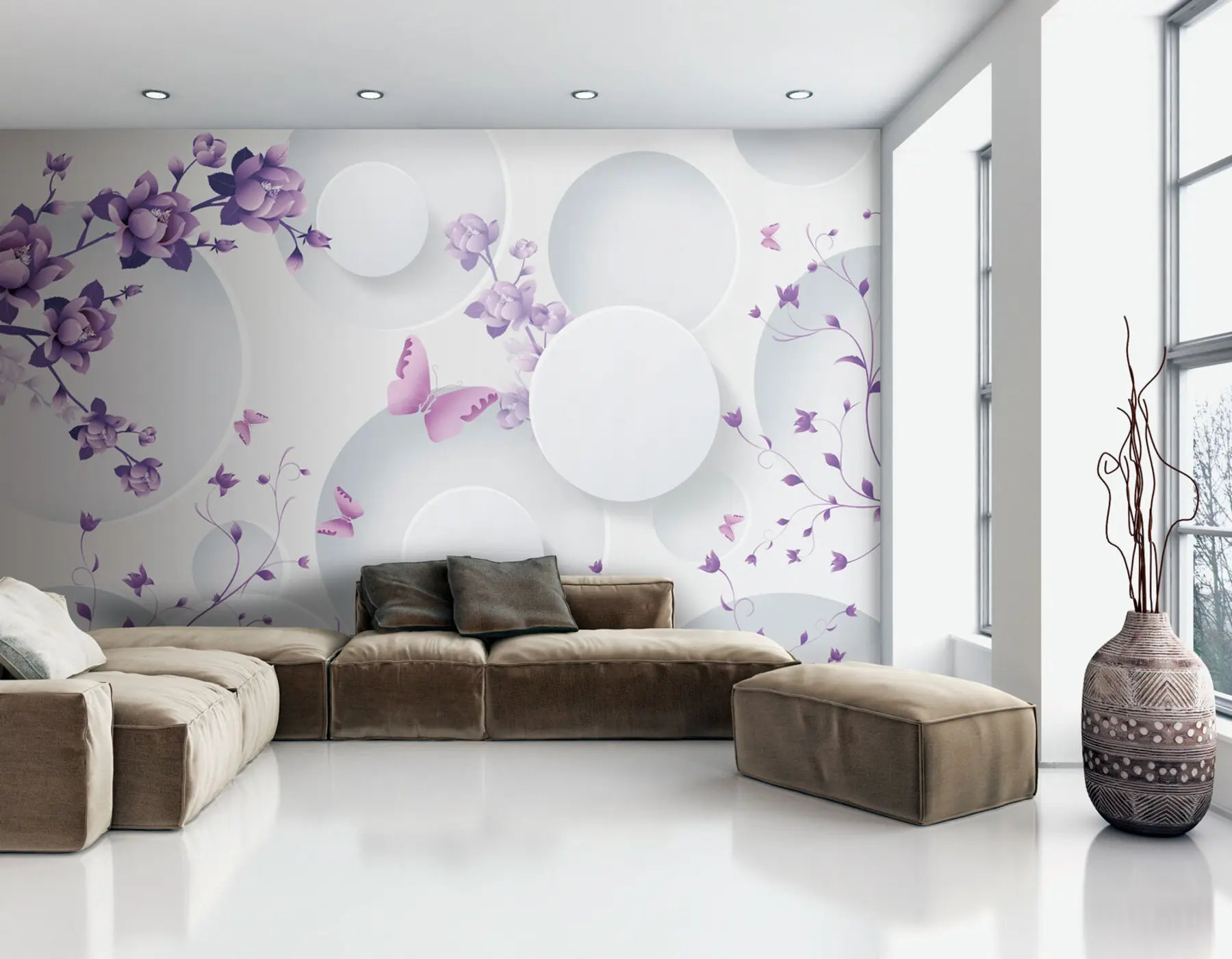 wall murals Butterflies in Lilac Circles u74482