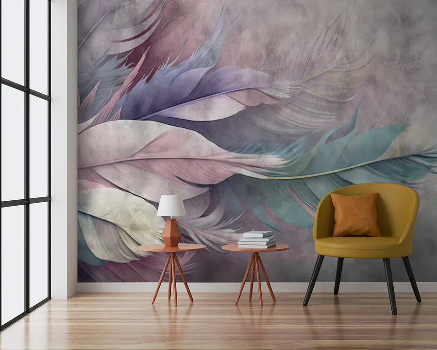 wall murals Multicolored feathers u93934