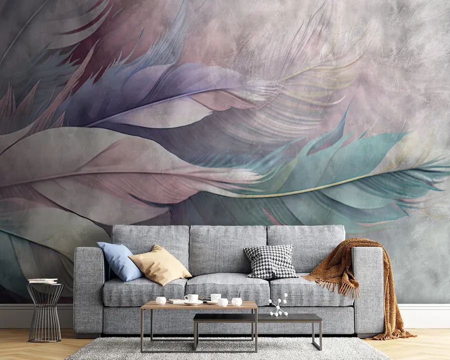 wall murals Multicolored feathers u93934