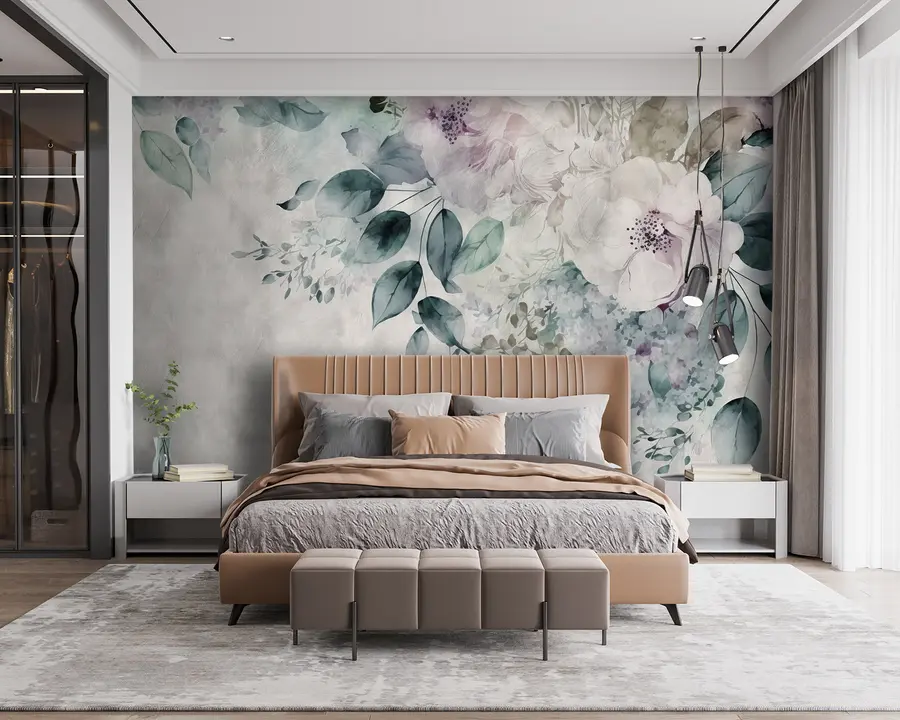 wall murals Delicate watercolor flowers u93940