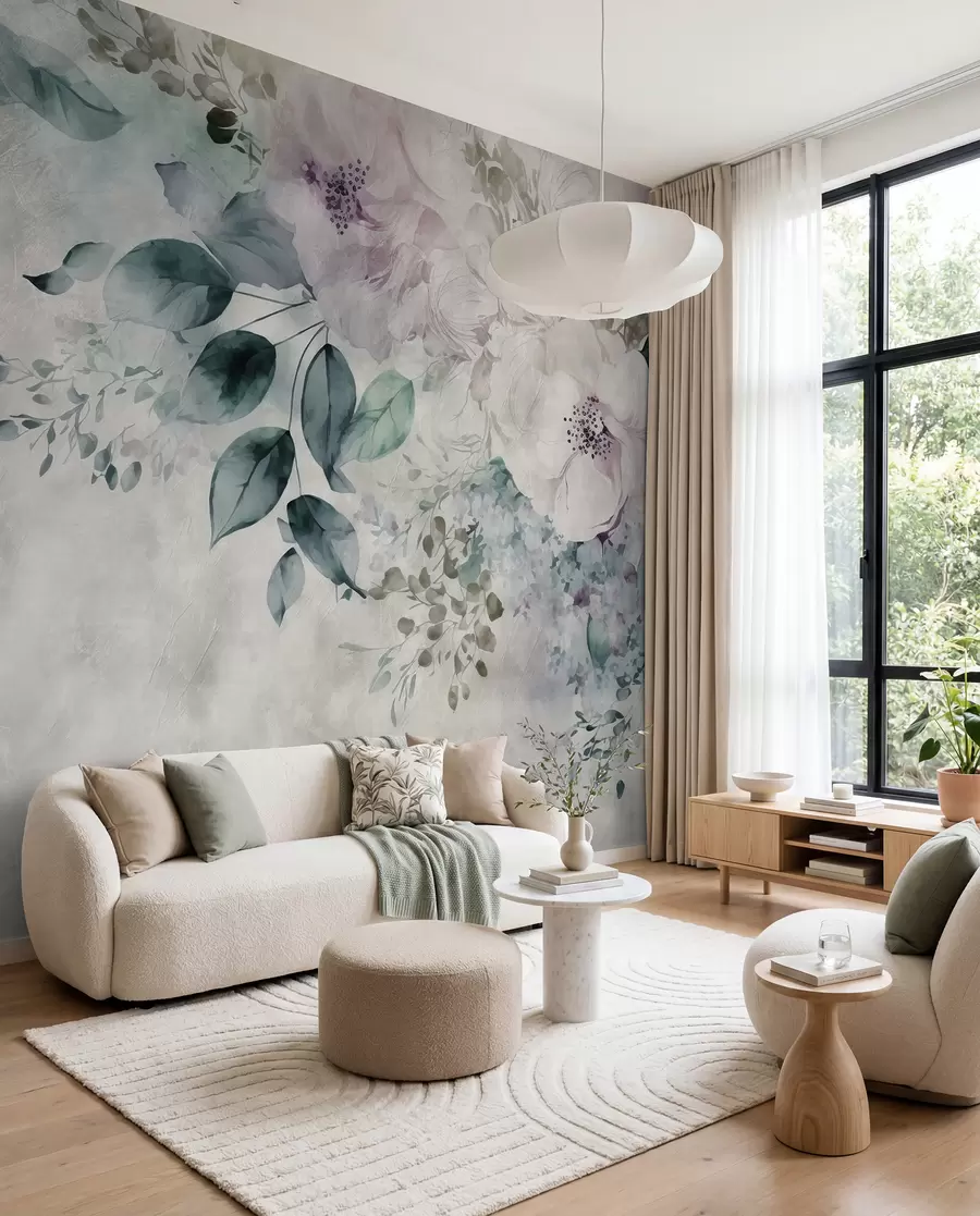 wall murals Delicate watercolor flowers u93940
