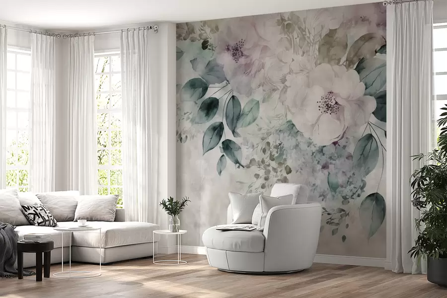 wall murals Delicate watercolor flowers u93940