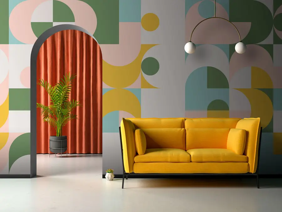 wall murals Wall mural in the style of retro, photo wallpaper geometry u74447