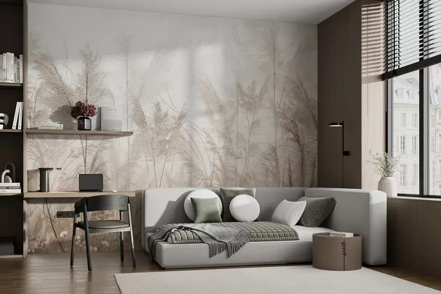 wall murals High plants in pastel colors u93903