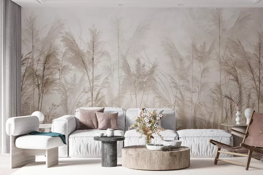 wall murals High plants in pastel colors u93903