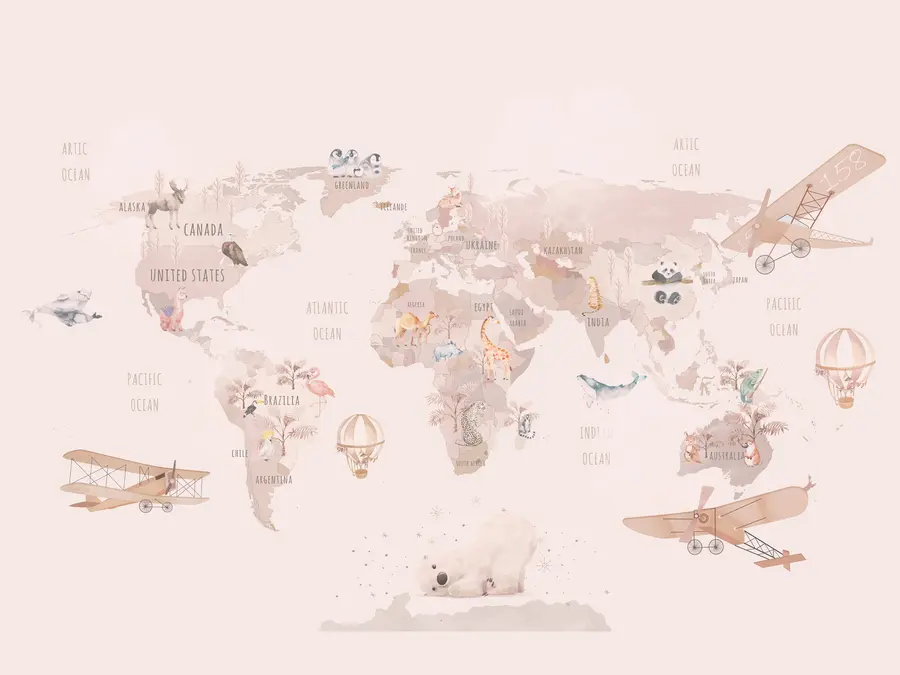 wall murals World Map for Girls u93908