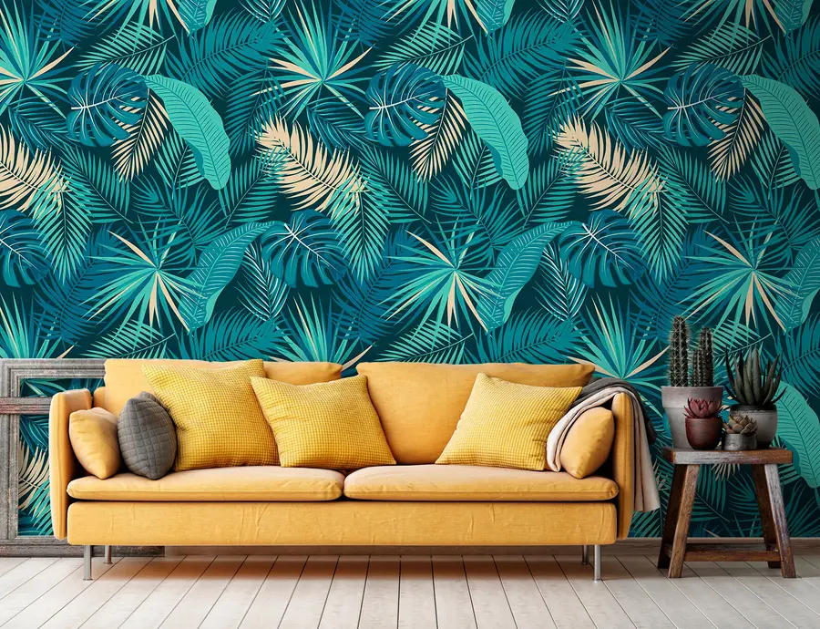 wall murals Palm leaves of tropical jungle u74835