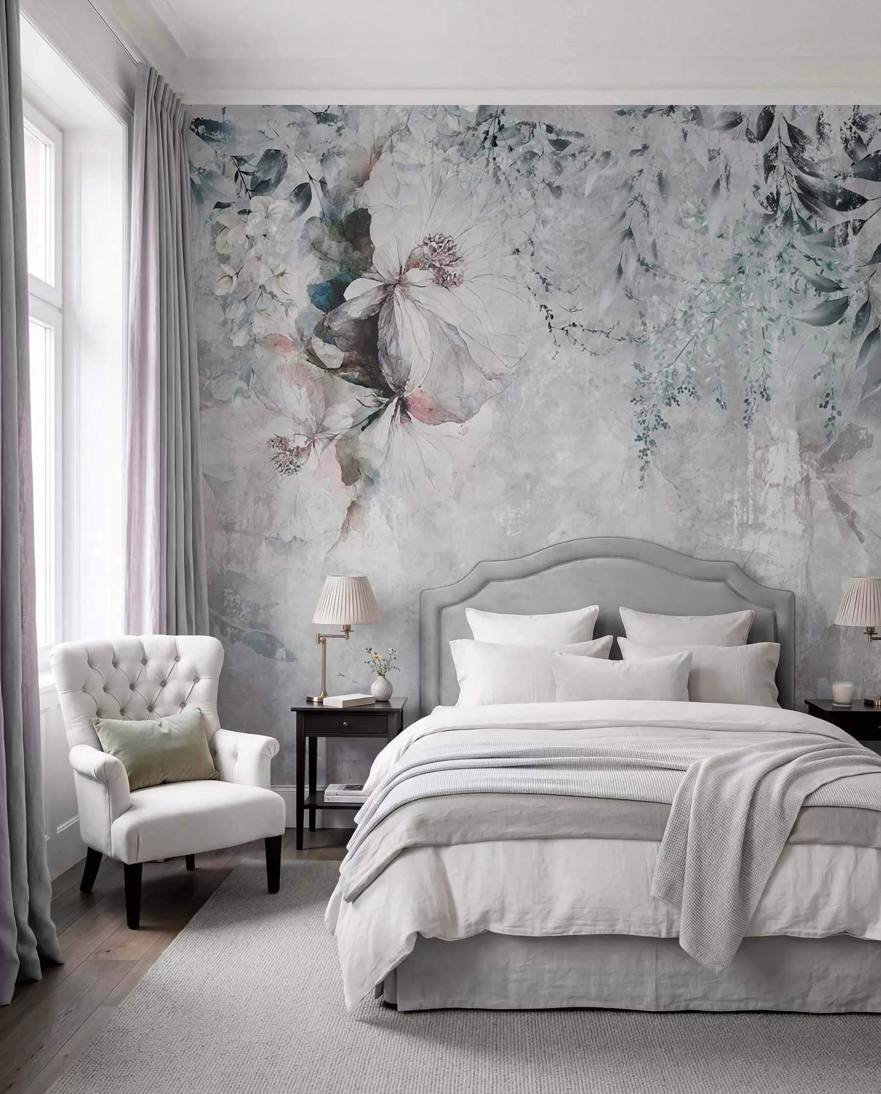 wall murals Blossom on Weathered Grey u74746