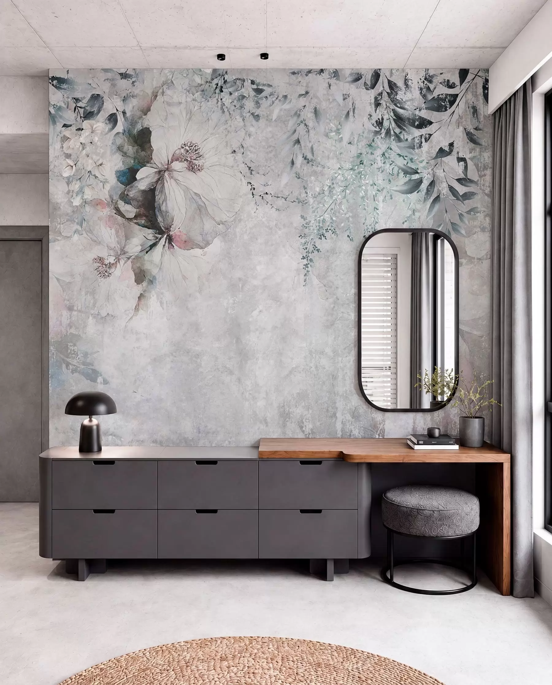 wall murals Blossom on Weathered Grey u74746
