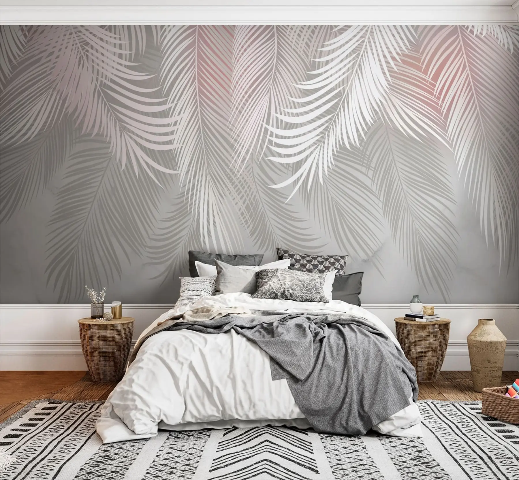 wall murals Exclusive palm leaves with a pink tinge u94130