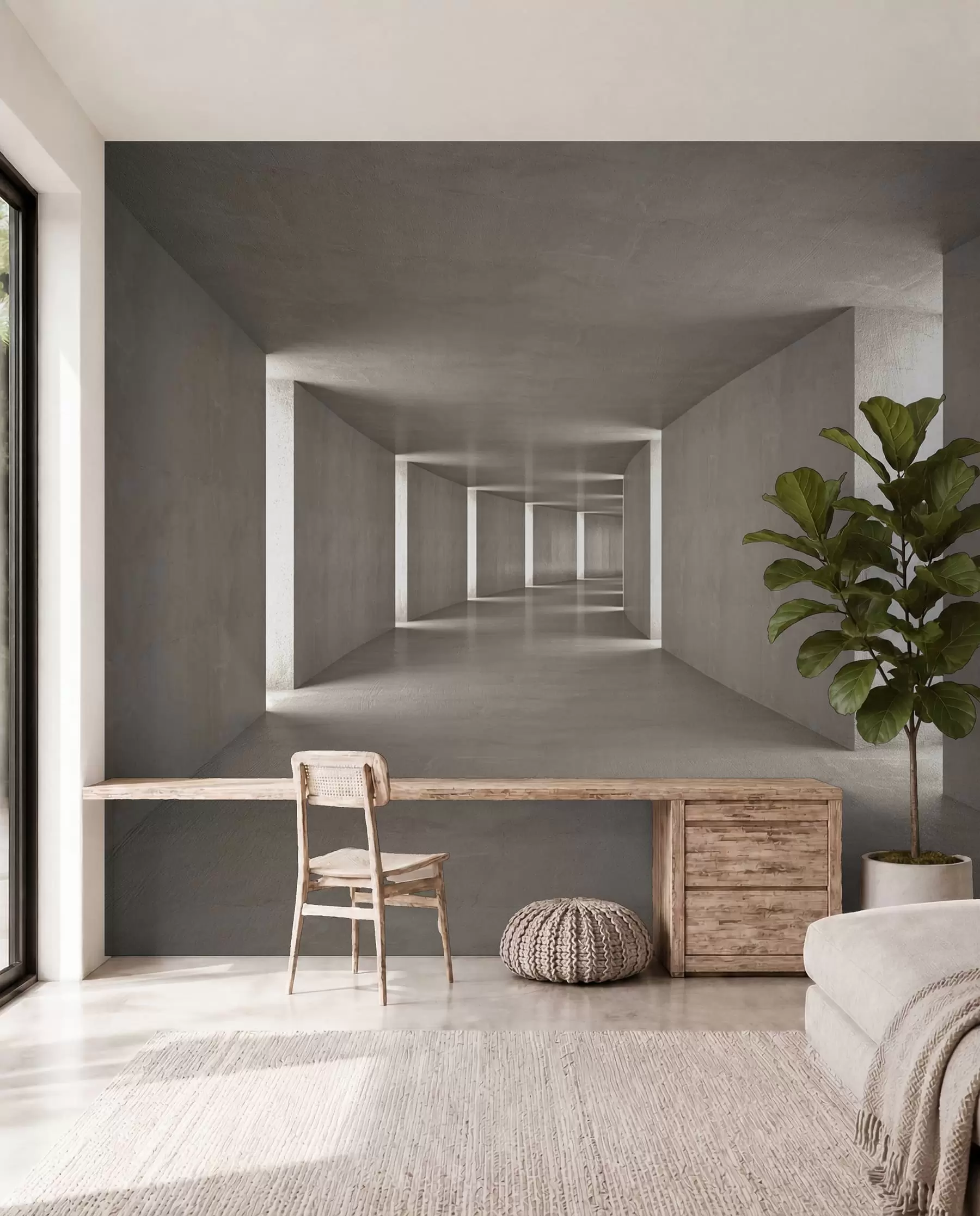 wall murals Concrete Corridor Illusion u75401