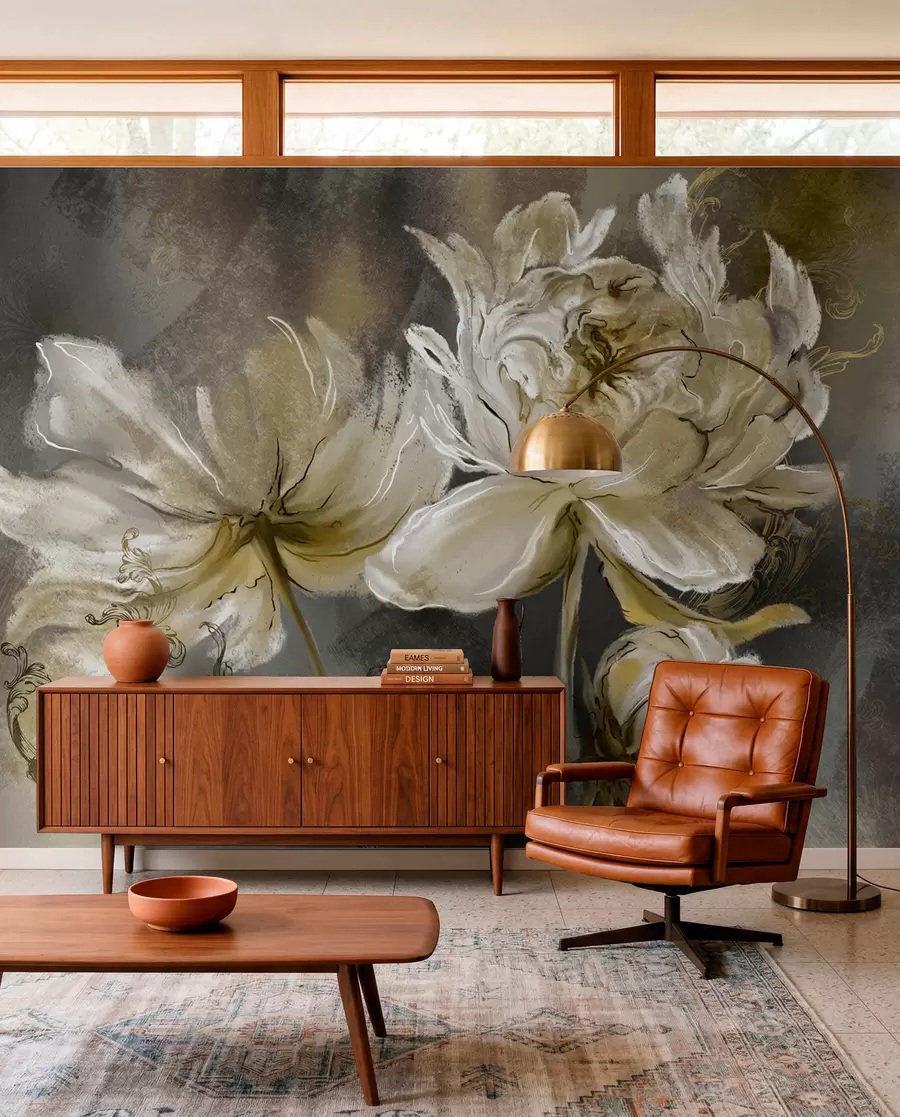 wall murals Vintage flowers on a texture background u78738
