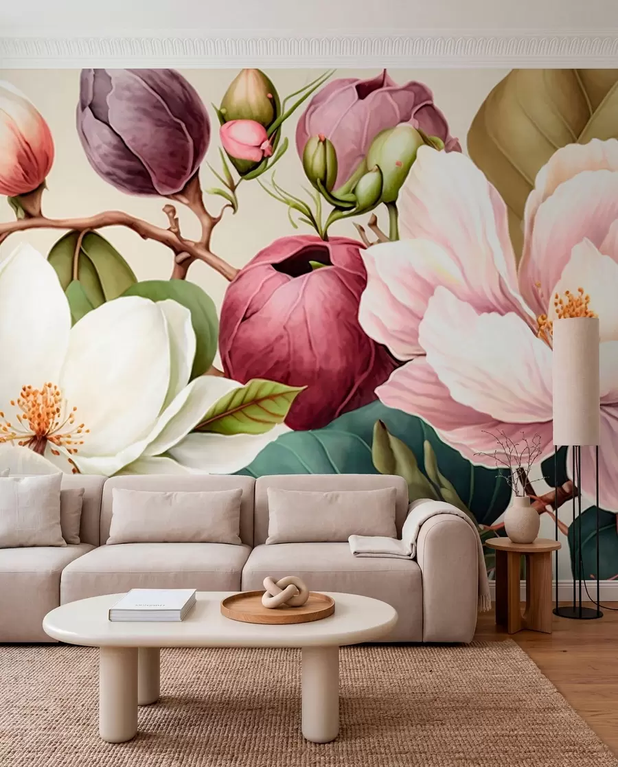 wall murals watercolor flowers light brush u70654
