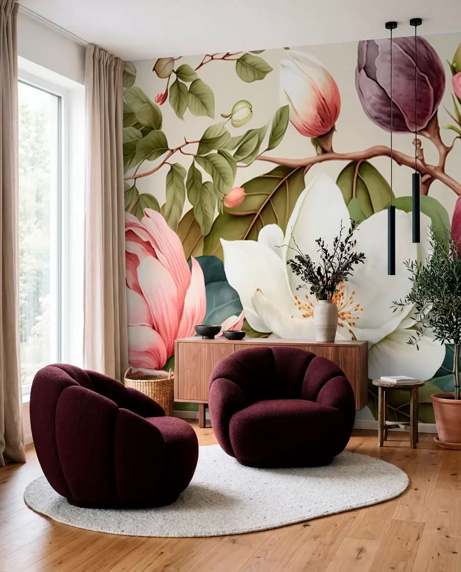 wall murals watercolor flowers light brush u70654