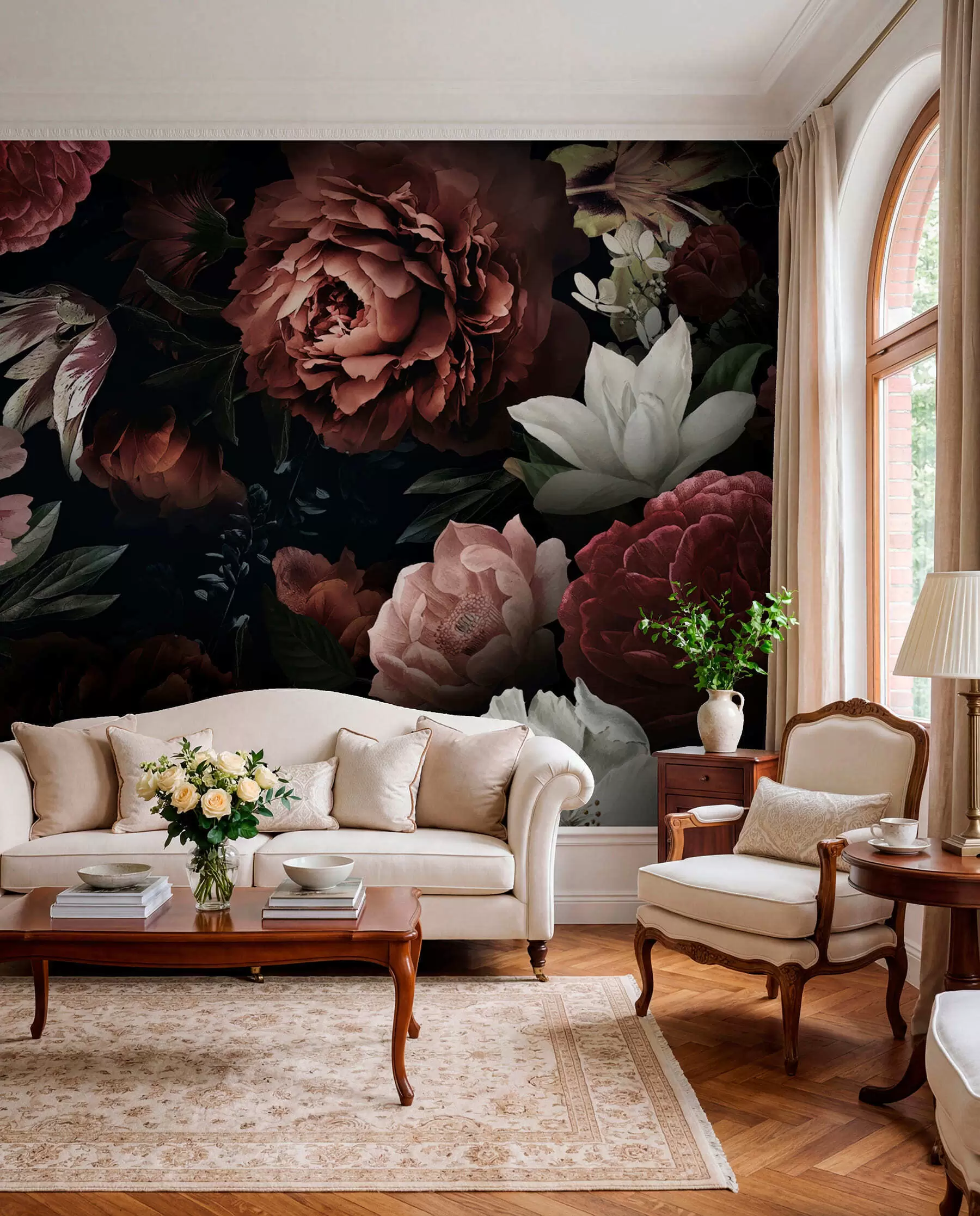 wall murals Painted Roses on Black u94330