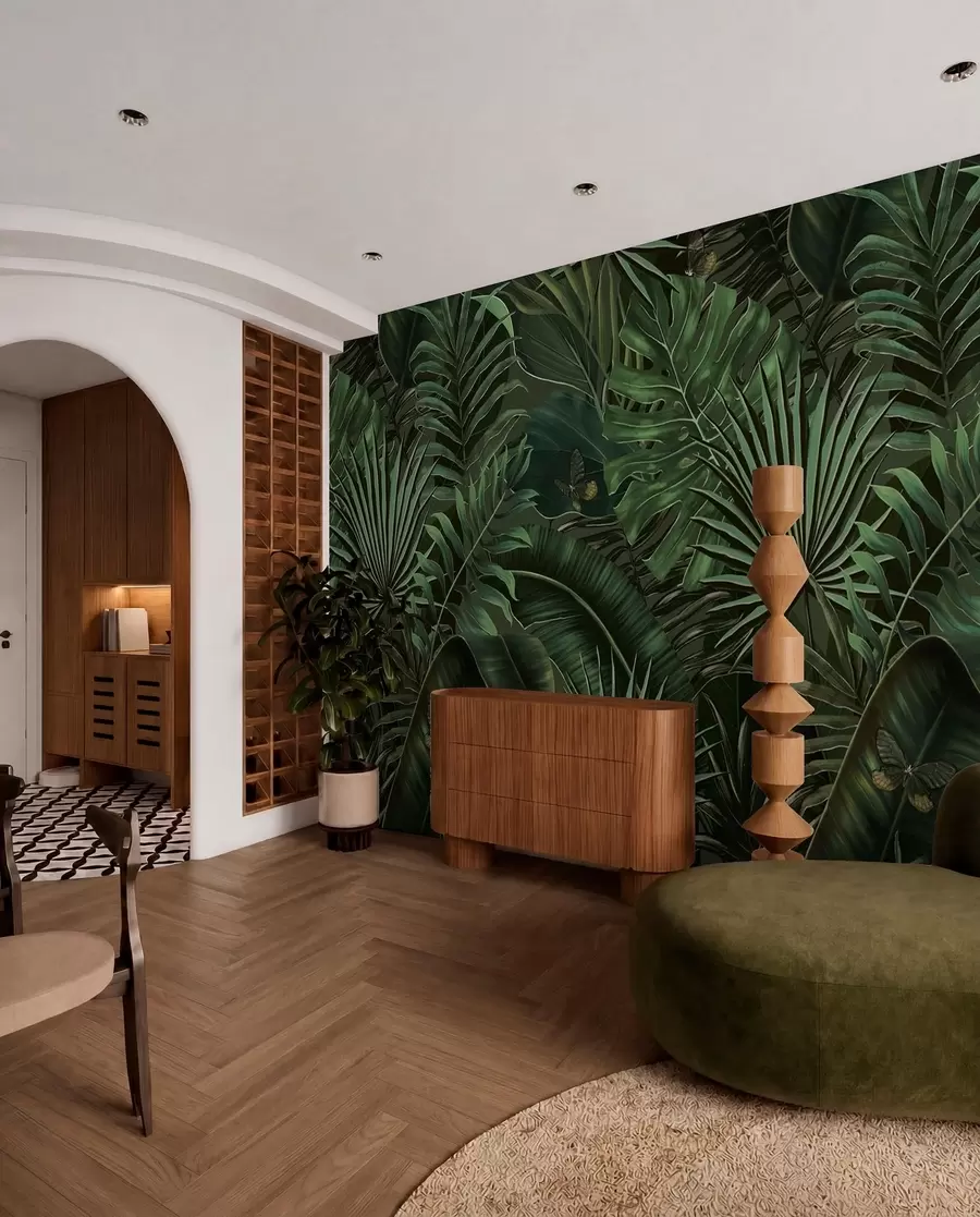 wall murals Tropical pattern with tropical green palm, banana leaves u94341
